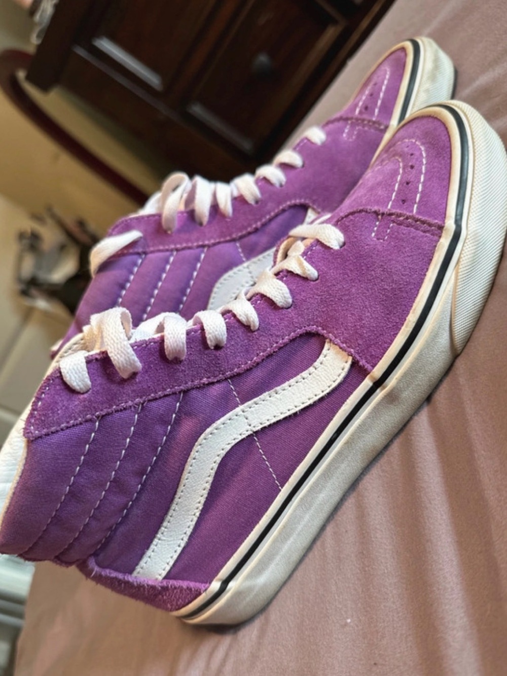 Vans Women’s High-Top Sneakers in Purple and White